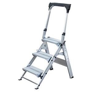 MUNK Stehleiter einseitig 53103 silber 3 Stufen, H: 126,0 cm