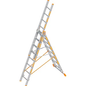 Layher Vielzweckleiter TOPIC 1040 silber 3x 8 Sprossen, H: 505,0 cm