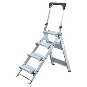 MUNK Stehleiter einseitig 53104 silber 4 Stufen, H: 148,0 cm