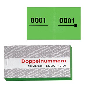 WOLF & APPENZELLER Doppelnummernblöcke 0001-0100, 0101-0200, 0201-0300, 0301-0400, 0401-0500, grün, 5 Blöcke