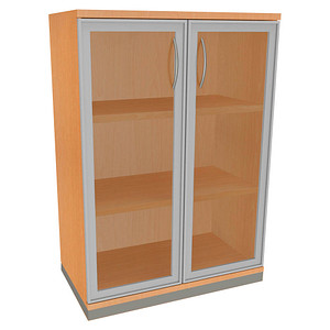 fm Aktenschrank Sidney, 4260267329177 buche, Acrylglas klar 2 Fachböden 80,0 x 44,2 x 113,3 cm