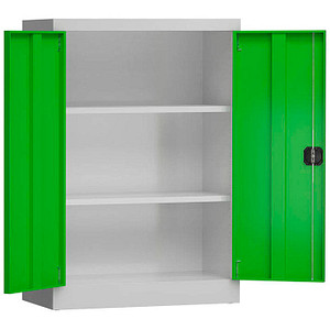 ClassiX Stahlschrank X-530325 lichtgrau, gelbgrün 2 Fachböden 92,0 x 42,0 x 120,0 cm, aufgebaut, 1 St.