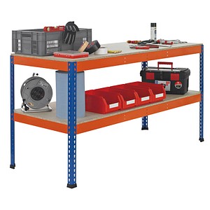 SCHULTE Werkbank blau, orange 245,0 x 77,3 x 99,0 cm