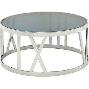 WOHNLING Couchtisch rund Glas silber 60,0 x 60,0 x 30,0 cm, 1 St.