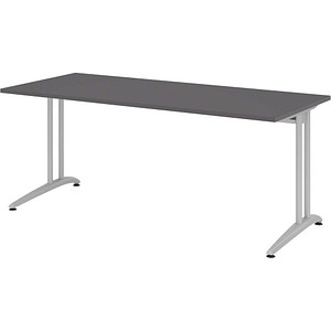 HAMMERBACHER BS19 Schreibtisch grafit rechteckig, C-Fuß-Gestell silber 180,0 x 80,0 cm