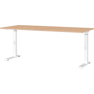 GERMANIA DOWNEY höhenverstellbarer Schreibtisch lindberg-eiche rechteckig, C-Fuß-Gestell weiß 180,0 x 80,0 cm