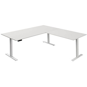 Kerkmann Move 3 elektrisch höhenverstellbarer Schreibtisch weiß L-Form, T-Fuß-Gestell weiß 200,0 x 100,0 cm
