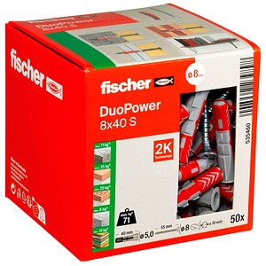 fischer DuoPower 8x40 S 2K 535460 Dübel mit Schrauben Ø 8 mm x 40 mm, 50 St.