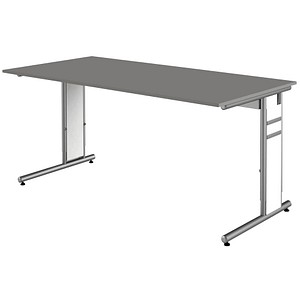 Kerkmann Priola höhenverstellbarer Schreibtisch grafit rechteckig, C-Fuß-Gestell silber 160,0 x 80,0 cm