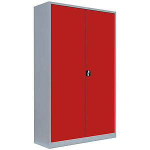 LÜLLMANN Stahlschrank 530374 feuerrot, lichtgrau 4 Fachböden 120,0 x 42,2 x 195,0 cm, aufgebaut, 1 St.