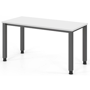HAMMERBACHER QS614 Schreibtisch weiß rechteckig, 4-Fuß-Gestell grau 140,0 x 67,2 cm