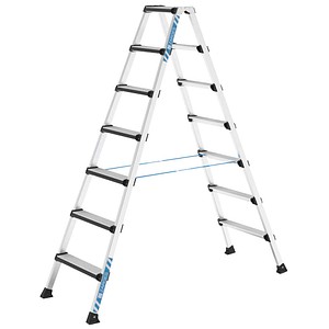 ZARGES Stehleiter beidseitig Comfortstep B silber 2x 7 Stufen, H: 192,0 cm
