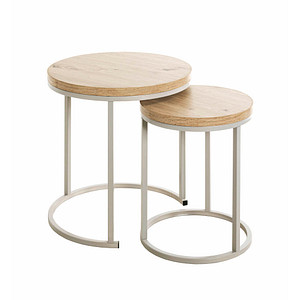 HAKU Möbel Beistelltische-Set rund MDF-Platte eiche, 2 St.