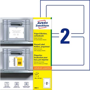 AVERY Zweckform Träger-Etiketten  8002-5 weiß 160,0 x 120,0 mm, 5 Blatt