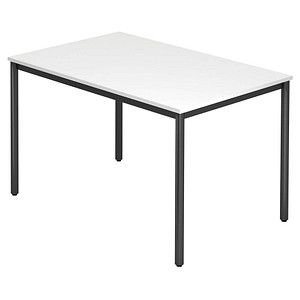 HAMMERBACHER Konferenztisch VDR12 weiß rechteckig, Rundrohr schwarz, 120,0 x 80,0 x 72,0 cm