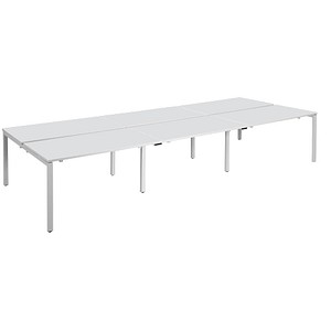 PAPERFLOW easyDesk Doppelschreibtisch weiß rechteckig, 4-Fuß-Gestell weiß 360,0 x 166,0 cm