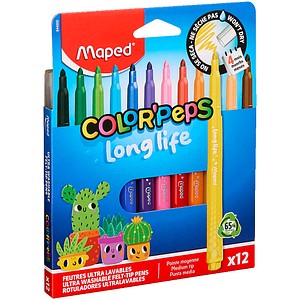 maped COLOR´PEPS LONG LIFE Filzstifte farbsortiert, 12 St.