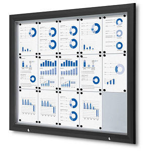 Showdown® Displays Schaukasten Premium schwarz 15x DIN A4 124,5 x 4,7 x 106,7 cm, 1 St.