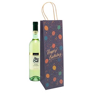 Idena Geschenktüte für Flaschen Geburtstag Motiv 12,0 x 39,0 cm, 1 St.