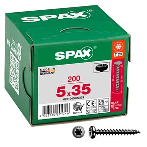 SPAX® Universalschrauben T20 Halbrundkopf BLAX 0201040500353 5 mm x 35 mm, 200 St.