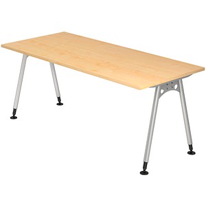 HAMMERBACHER AS19 höhenverstellbarer Schreibtisch ahorn rechteckig, A-Fuß-Gestell silber 180,0 x 80,0 cm