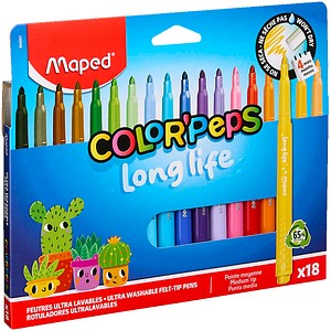 maped COLOR´PEPS LONG LIFE Filzstifte farbsortiert, 18 St.