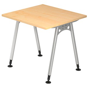 HAMMERBACHER AS08 höhenverstellbarer Schreibtisch ahorn quadratisch, A-Fuß-Gestell silber 80,0 x 80,0 cm