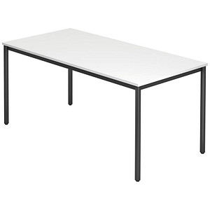 HAMMERBACHER Konferenztisch VDR16 weiß rechteckig, Rundrohr schwarz, 160,0 x 80,0 x 72,0 cm