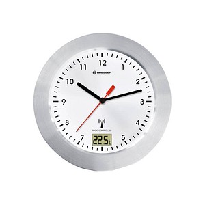 BRESSER® Funkwanduhr MyTime Bath weiß silber Aluminium, Ø 17,0 cm
