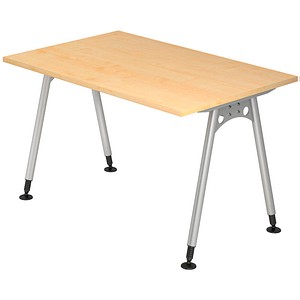 HAMMERBACHER AS12 höhenverstellbarer Schreibtisch ahorn rechteckig, A-Fuß-Gestell silber 120,0 x 80,0 cm