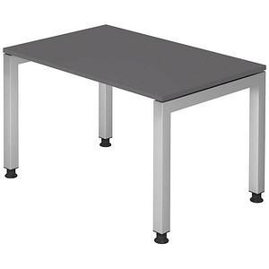 HAMMERBACHER JS12 höhenverstellbarer Schreibtisch grafit rechteckig, 4-Fuß-Gestell silber 120,0 x 80,0 cm