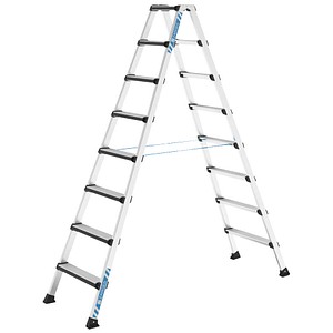 ZARGES Stehleiter beidseitig Comfortstep B silber 2x 8 Stufen, H: 218,0 cm