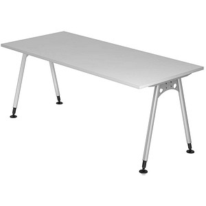 HAMMERBACHER AS19 höhenverstellbarer Schreibtisch lichtgrau rechteckig, A-Fuß-Gestell silber 180,0 x 80,0 cm