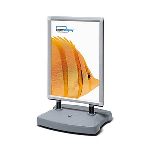 Showdown® Displays Kundenstopper Windtalker silber DIN B1 2 Fächer