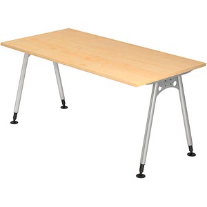 HAMMERBACHER AS16 höhenverstellbarer Schreibtisch ahorn rechteckig, A-Fuß-Gestell silber 160,0 x 80,0 cm