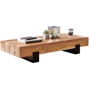 WOHNLING Couchtisch rechteckig Massivholz akazie 130,0 x 59,0 x 25,0 cm, 1 St.
