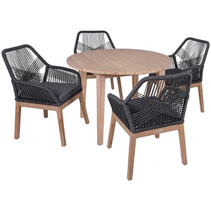 Garden Pleasure Sitzgruppe ARVADA/POMONA anthrazit, natur Holz, 5-teilig