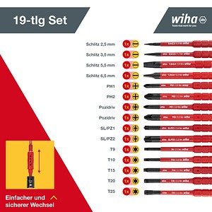 Wiha Drehmoment-Schraubendreher TorqueVario®-S electric gemischt 36791 19-tlg.