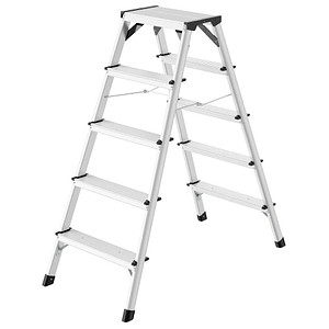 Hailo Stehleiter beidseitig D60 StandardLine silber 2x 5 Stufen, H: 120,0 cm