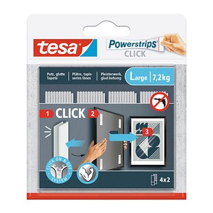 tesa Powerstrips LARGE Click Klebestreifen für max. 7,2 kg, 2,0 x 8,5 cm, 4 St.