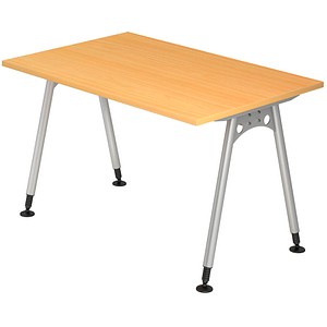 HAMMERBACHER AS12 höhenverstellbarer Schreibtisch buche rechteckig, A-Fuß-Gestell silber 120,0 x 80,0 cm
