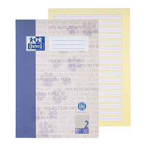 OXFORD Schulheft Recycling Lineatur 2 liniert DIN A4 ohne Rand, 16 Blatt, 1 St.
