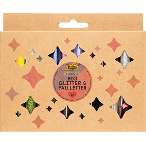 folia Bio Glitter & Pailletten-Set Rainbow L Glitzer farbsortiert, 1 Pack