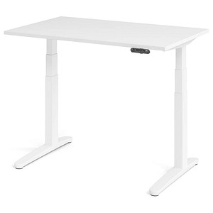 HAMMERBACHER XBHM12 elektrisch höhenverstellbarer Schreibtisch weiß rechteckig, C-Fuß-Gestell weiß 120,0 x 80,0 cm