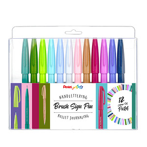 Pentel Pastel SES15C-12 Brush-Pen-Set farbsortiert, 12 St.