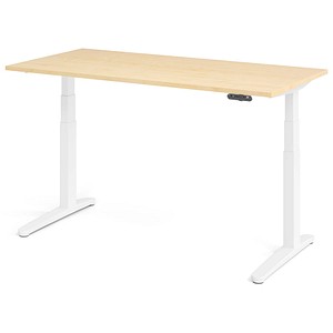 HAMMERBACHER XBHM16 elektrisch höhenverstellbarer Schreibtisch ahorn rechteckig, C-Fuß-Gestell weiß 160,0 x 80,0 cm