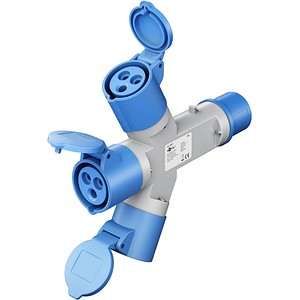goobay Camping 3-fach CEE-Verteiler blau