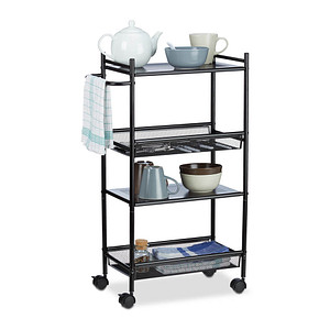 relaxdays Etagenwagen schwarz 50,0 x 25,0 x 81,0 cm