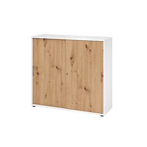 HAMMERBACHER Schiebetürenschrank Haziender, V1753S/W/R/BS asteiche, weiß 2 Fachböden 120,0 x 40,0 x 110,0 cm
