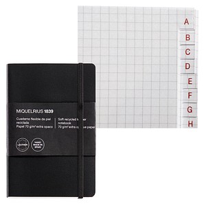 MIQUELRIUS Notizbuch Leather ca. DIN A6 kariert, schwarz Softcover 200 Seiten, 1 St.